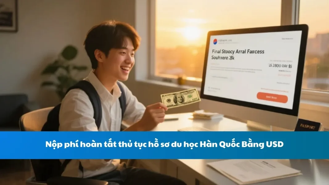 Nộp phí hoàn tất thủ tục hồ sơ du học Hàn Quốc Bằng USD