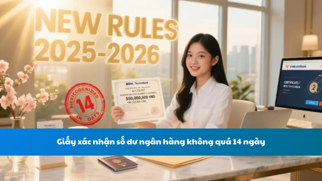 Giấy xác nhận số dư ngân hàng không quá 14 ngày trong hồ sơ du học Hàn Quốc