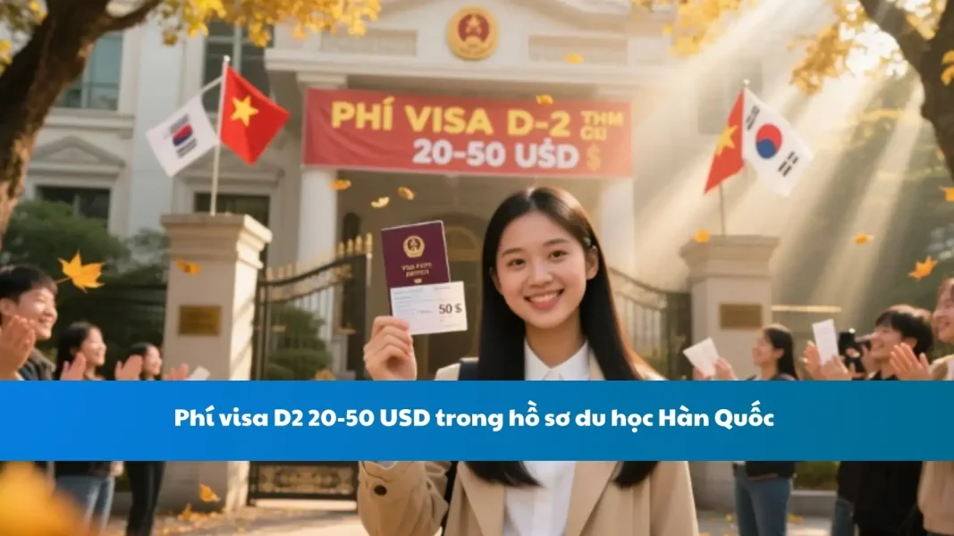 Phí visa D2 20-50 USD trong hồ sơ du học Hàn Quốc