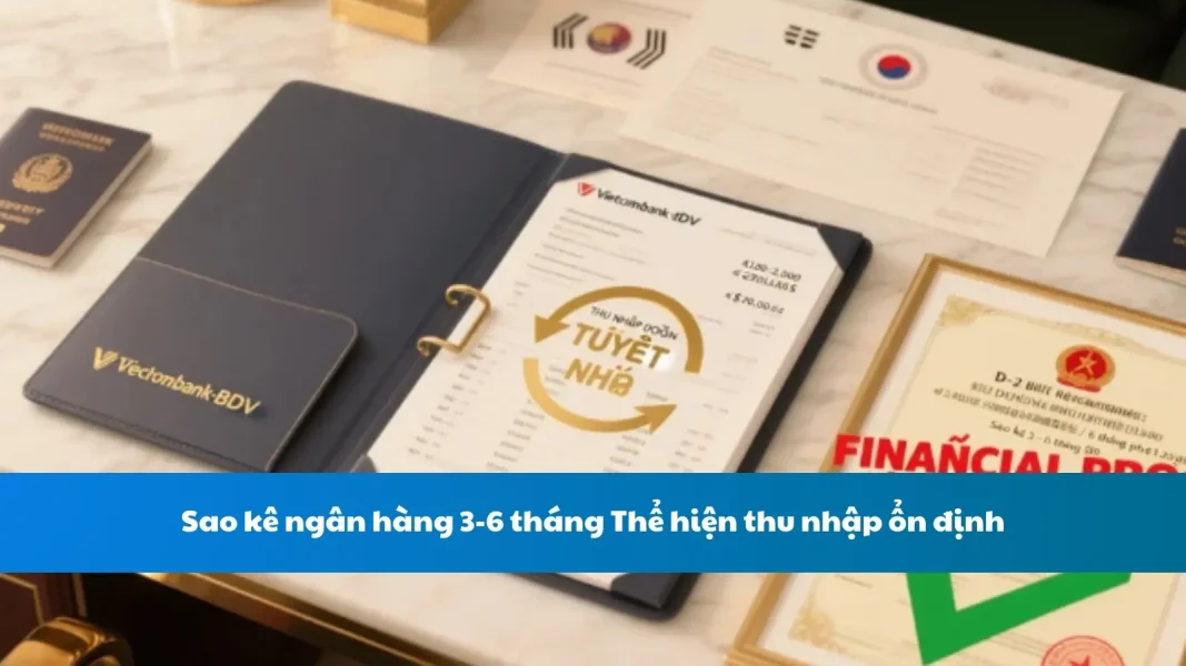 Sao kê ngân hàng 3-6 tháng Thể hiện thu nhập ổn định trong Du học Hàn Quốc