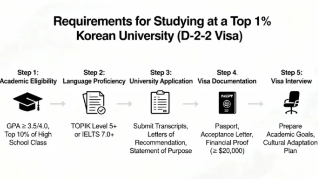 Điều Kiện Du Học Đại Học Top 1% Hàn Quốc (Visa D2-2)