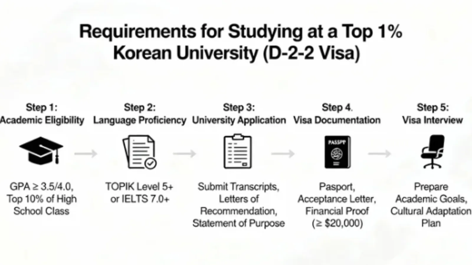 Điều Kiện Du Học Đại Học Top 1% Hàn Quốc (Visa D2-2)
