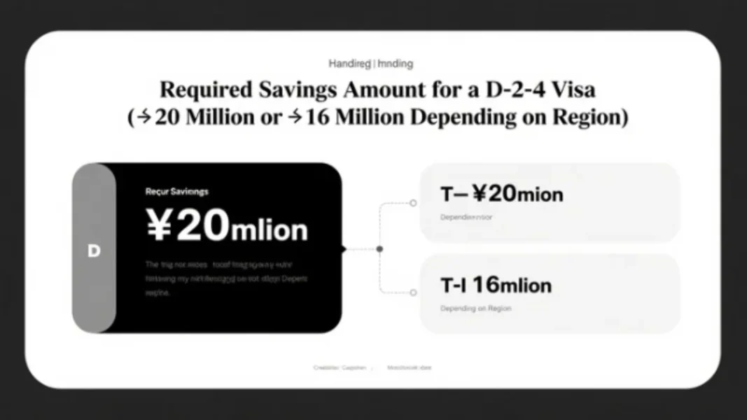 Số tiền sổ tiết kiệm Visa D2-4 (20 triệu won hoặc 16 triệu won tùy khu vực)