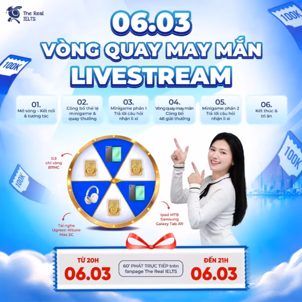 LIVESTREAM "VÒNG QUAY MAY MẮN" TỪ THE REAL IELTS