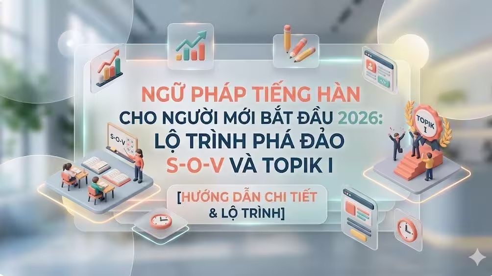 Ngữ pháp tiếng Hàn cho người mới bắt đầu 2026: Lộ trình phá đảo S-O-V và TOPIK I