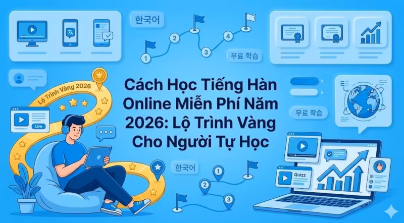 Cách Học Tiếng Hàn Online Miễn Phí Năm 2026: Lộ Trình Vàng Cho Người Tự Học