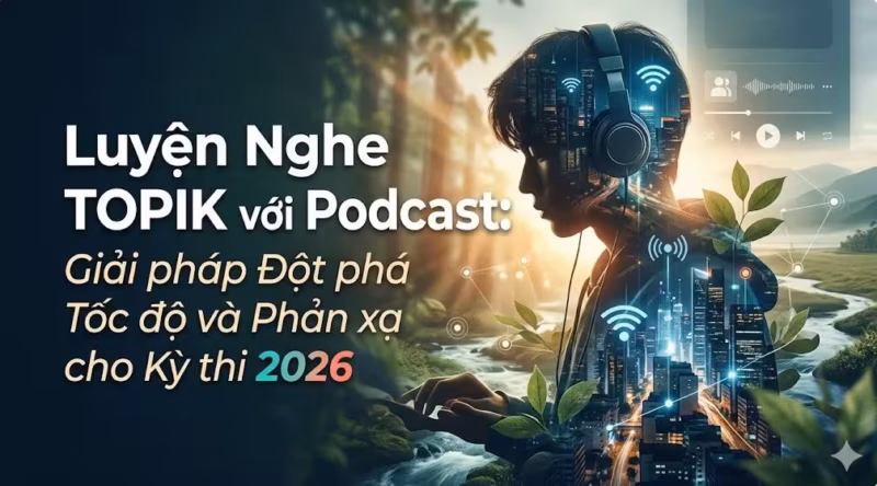 Luyện Nghe TOPIK với Podcast: Giải pháp Đột phá Tốc độ và Phản xạ cho Kỳ thi 2026